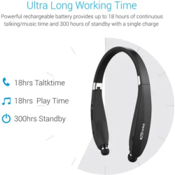 Portronics Harmonics 200 Wireless Stereo Bluetooth Neckband | Black | POR-927