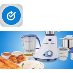 Preethi Blue Leaf Mixer Grinder | 750 W | 4 Jars | White and Blue | MG139