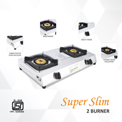 IMPEX IGS 12B Stainless Steel Manual Gas Stove | 2 Burners