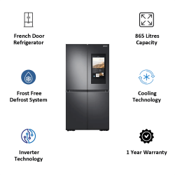 Samsung 865 Litres Frost Free Inverter Technology French Door Refrigerator  | FlexZone | RF87A9770SG/TL | Black Caviar