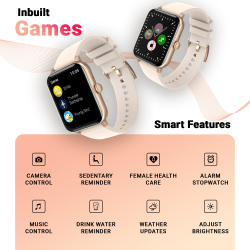 Fire-Boltt Ninja Bluetooth Calling Smartwatch |  SpO2 | Heart Rate Monitoring & AI Voice Assistant | Free Size | Rose Gold