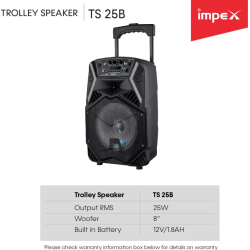 IMPEX Party Speaker with Trolley Bluetooth Home Theatre | 25 W | Black