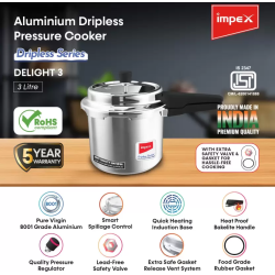 Impex Delight 3 Aluminium Dripless Pressure Cooker | 3 L