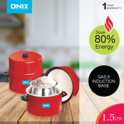 Onix Choodarapetty Aluminium Steamer |  OCP 1L5 | 1.5 L | Red