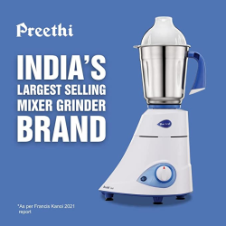 Preethi Blue Leaf Gold Mixer Grinder | 3 Jars | 750 W | White | MG 150