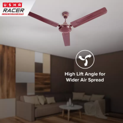 USHA Racer Ceiling Fan | Ultra High Speed  | 3 Blade | 1200 mm | Rich Brown