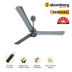 Atomberg Renesa+ 3 Blade Ceiling Fan |  1200 mm | BLDC Motor with Remote | Sand Grey