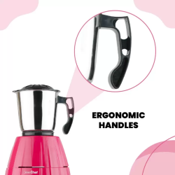 Greenchef Melon Mixer Grinder | 600 W | 3 Jars | Dark pink