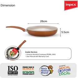 IMPEX Pearl 2855 Non-stick Fry Pan | 28 cm diameter | 3.5 L capacity | Ceramic