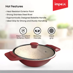 IMPEX RUBY 20 Diecast Nonstick Multipan with Lid | 2 L capacity | 20 cm diameter | Red