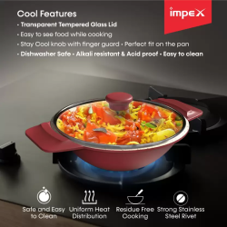 IMPEX RUBY 20 Diecast Nonstick Multipan with Lid | 2 L capacity | 20 cm diameter | Red