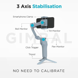 Qubo Handheld Gimbal from Hero Group | 3-Axis Smartphone Stabilizer with Attachable Tripod | Grey