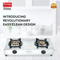 Prestige Prime Stainless Steel Manual Gas Stove | 2 Burner