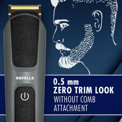 HAVELLS Wet and Dry Trimmer |  Rechargeable Cordless | Grey | BT8700