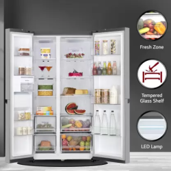 LG 655 L | GL-B257EPZX | Frost Free Side by Side Refrigerator with Smart Inverter Compressor | AI ThinQ (Wi-Fi) |  Door Cooling+ & Hygiene Fresh+ | Shiny Steel