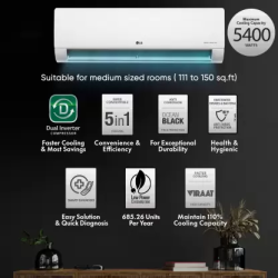 LG | 1.5 Ton | 5 Star Split Dual Inverter AC | RSNQ19BNZE AN | White