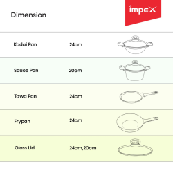 Impex GEM 4S Granite Coated Forged Nonstick Aluminium 10 Pcs Cookware Set (Suace Pan,Tawa Pan & Fry Pan)