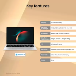 SAMSUNG Galaxy Book3 Thin and Light Laptop | Intel Core i7 13th Gen 1355U | NP750XFG-KB3IN | 16 GB/512 GB SSD/Windows 11 Home | Silver