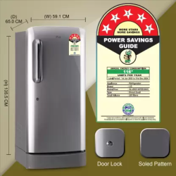 LG 205 L Direct Cool Single Door 5 Star Refrigerator | Smart Inverter Compressor | GL-D221APZZ | Shiny Steel