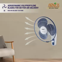 USHA Mist Air Flo 400 mm 3 Blade Wall Fan  | Dark Blue |