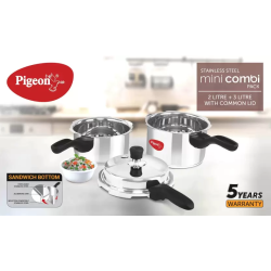 Pigeon Mini combi Aluminium Pressure Cooker | 2+3 L