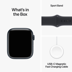 Apple Watch Series 9 GPS | 45mm | Midnight Sport Band | M/L | Midnight Aluminium Case | MR9A3HN/A