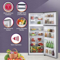 LG Frost-Free Smart Inverter Double Door Refrigerator | 398 L | 2 Star | Shiny Steel | GL-S422SPZY