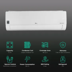 LG TSNQ19HNZE |  6 in 1 Convertible |  1.5 Ton 5 Star  | Dual Inverter Split AC with 4-Way Swing |   Copper Condenser |