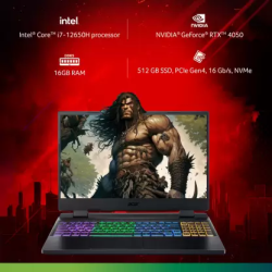 Acer Nitro 5 Intel Core i7 12th Gen 12650H | AN515-58-74GG | 16 GB/512 GB SSD/Windows 11 Home/6 GB Graphics/NVIDIA GeForce RTX 4050/144 Hz | Gaming Laptop