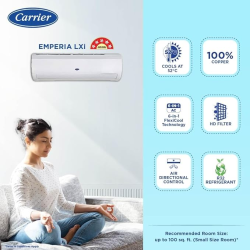 CARRIER FLEXICOOL INVERTER SPLIT AC | 12K EMPERIA LXI |1.0 TON/5 STAR | WHITE