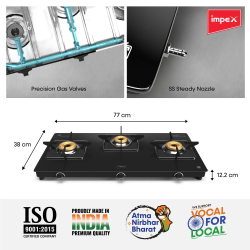 Impex Glasstop Glaze 3B Gas Stove | 3 Burner | Gas stove