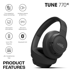 JBL Tune Wireless Over Ear ANC Headphones with Mic | Black | 770NC