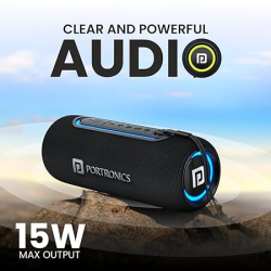 Portronics Bluetooth Speaker | Resound | 215W | HD Sound with Mic | RGB Lights |  Stereo Channel | Black