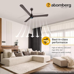 Atomberg Renesa + Ceiling Fan | 1200 mm | BLDC Ceiling Fan with Remote Control & LED Indicators | Earth Brown