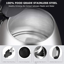 MR. BRAND | Stainless Steel Electric Kettle | Auto Shut Off  | Multipurpose Extra Large Cattle | 1.5 Liter | Black