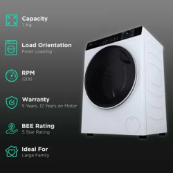 Haier | HW70-IM12929C | 7 kg |  3 Star |  Inverter Fully Automatic Front Load Washing Machine | White