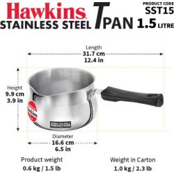 Hawkins Tpan Stainless Steel Tea Pan | Induction Sauce Pan | Chai Pan | Saucepan | 1.5 L | Silver