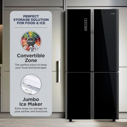 Haier Refrigerator | HRB-738BG | Side-by-Side  | 712 L | Black Glass