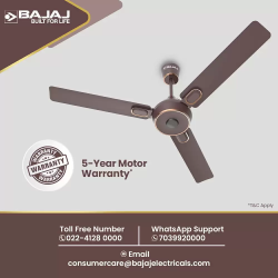 BAJAJ ENERGON PRIME Silent BLDC Ceiling Fan with remote | 5 Star |1200 mm | 3 Blade | DARK WALNUT