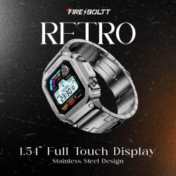 Fire Boltt Retro Smartwatch | 1.54 inch | Bluetooth call | Voice Assistance | Silver | BSW175