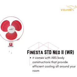 V-Guard Finesta STD Neo II | 400 mm | 3 Blade | Wall Fan | Red