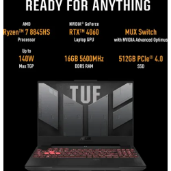 Asus TUF A15 Gaming Laptop | AMD Ryzen 7 8845HS | 16GB | 512GB SSD | 8GB Graphics | Nvidia RTX 4060 | Gray | FA507UV-LP136WS