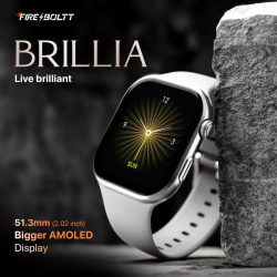 Fire Boltt Brillia Smartwatch | 51.3mm  | Largest Amoled | Bluetooth | Silver