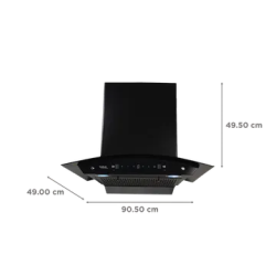 hindware Chromia 90cm | 1200m3 hr  | Ducted Auto Clean Wall Mounted Chimney Touch Control | Black