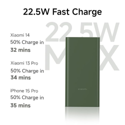 Xiaomi Power Bank 4i | 10000mAh | 22.5W Fast Charge |  Olive Green