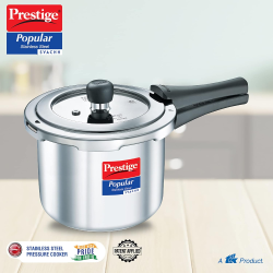 Prestige Popular Svachh Pressure Cooker | 3 L | Outer Lid | Spillage Control Stainless Steel | Silver | 20172