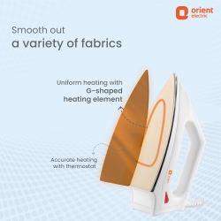 Orient Electric FabriSmooth Dry Iron | 1000 W | White