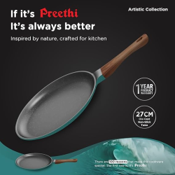 ‎Preethi Artistic Collection Die Cast Non Stick Tawa | 27 cm | 5 Star | Non Stick Effect Cook & Serve | Ocean Green