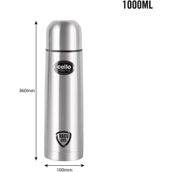 cello Lifestyle  Flask | 1000 ml | Thermal Jacket Stainless | Silver