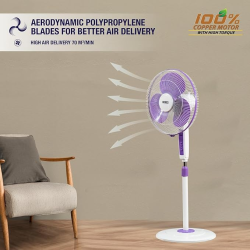 USHA Maxx Air | 400MM High Speed Pedestal Fan | Purple White